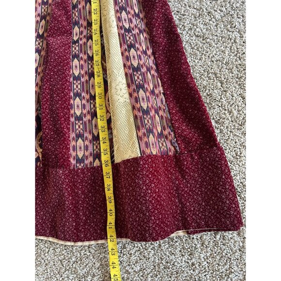 Vintage Chandra Davis Small Boho Maxi Skirt With Lace & Paisley Accents - Picture 9 of 11